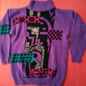 Saks Fifth Ave 80s sweater geometric houndstooth